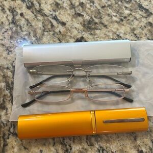 Elegant Silver & Gold Tone Reading Glasses with Case